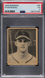1948 Bowman #36 Stan Musial Rookie PSA VG 3