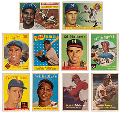 1955-1959 Topps Hall of Fame & Star Card Collection (35) with Aaron, Koufax, Mays & F. Robinson Rookie
