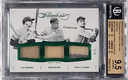 2016 Panini Flawless Teammates #9 Triple Relics Emerald Lou Gehrig /Bob Meusel /Tony Lazzeri #4/5 BGS GEM MINT 9.5