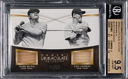 2015 Panini Immaculate Collection Dual Players Memorabilia Babe Ruth & Lou Gehrig #1/20 BGS GEM MINT 9.5