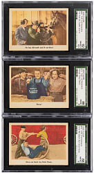 1959 Fleer The Three Stooges SGC Graded Tougher Gray Back Trio - Each SGC NM/MT 8 to NM/MT+ 8.5