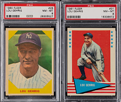 1960 & 1961 Fleer Baseball Greats Lou Gehrig PSA NM-MT 8 Pair