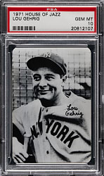 1971 House of Jazz Lou Gehrig PSA GEM MINT 10 - Extremely Rare Type! (Population 3)