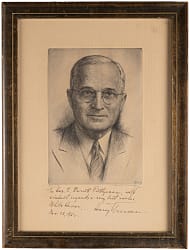 1952 Harry Truman Signed Harry S. Moskowitz Limited-Edition Art Print in Framed Display