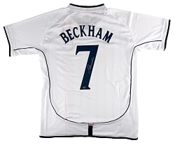 2002 David Beckham Signed England National Team Home Jersey with Panini COA