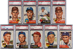 1953 Topps PSA EX-MT+ 6.5 to NM 7 Graded Group (9)