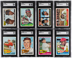 1965 Topps Complete Set (598) with (8) SGC Graded Keys Including Aaron, Mantle, Carlton RC & Rose - Sharp!