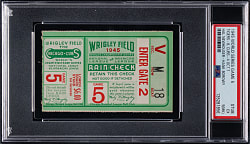 1945 Detroit Tigers vs. Chicago Cubs World Series Game 5 Ticket Stub PSA EX 5 (mk)