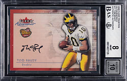 2000 Fleer Tradition Autographics #17 Tom Brady Rookie BGS NM-MT 8 with 10 Autograph Grade!