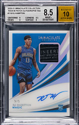 2020-2021 Immaculate Collection Basketball #116 Rookie Patch Autographs RJ Hampton Laundry Tag #/5 BGS NM-MT+ 8.5 with 10 Autograph