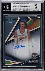 2022-2023 Bowman's Best University Victor Wembanyama Rookie  Best of '22 Autographs BGS MINT 9
