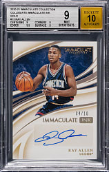 2020-2021 Immaculate Collection Basketball Collegiate Ink Ray Allen Gold Autograph #/10 BGS MINT 9 with 10 Autograph