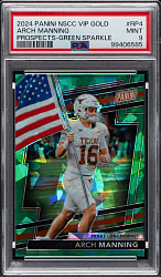 2024 Panini National Sports Card Convention VIP Gold Prospects #4 Arch Manning Green Sparkle #/99 PSA MINT 9