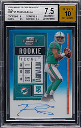 2020 Panini Contenders Optic Football #103 Tua Tagovailoa Rookie Teal Autograph #/99 BGS NM+ 7.5 with 10 Autograph