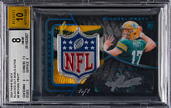 2024 Panini Black Football "Blacked Out" Shield Autographs #3 Michael Pratt Rookie #1/1 BGS NM-MT 8 with 10 Autograph Grade