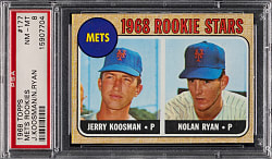 Lot # 7: 1968 Topps #177 Nolan Ryan Rookie PSA NM-MT 8
