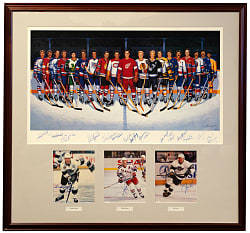 500 Goal Scorer Framed Display with Multi-Signed 1995 Ron Lewis Limited-Edition Print & Wayne Gretzky Single-Signed Photograph