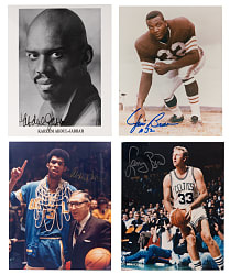Multi-Sport Signed 8x10 Photograph Collection (11) with (2) Abdul-Jabbar, Bird & J. Brown
