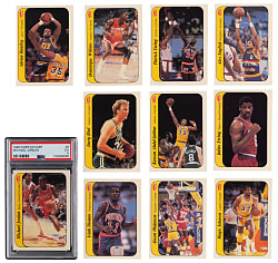 1986-1987 Fleer Basketball Stickers Complete Set (11) with #8 Michael Jordan Rookie PSA EX 5
