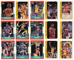 1986-1987 Fleer Basketball Starter Set (56/132) Plus Sticker Partial Set (7/11) with Hall of Famers