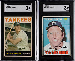 1964 & 1967 Topps  Mickey Mantle SGC VG 3 Graded Pair