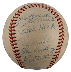 1953 World Series Champion New York Yankees Team-Signed Baseball with (21) Signatures Including Mickey Mantle - Full JSA LOA