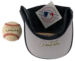 Derek Jeter Autographed Group (4) with (2) Advertisements, Hat & Baseball - JSA