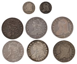 1813-1835 U.S. Capped Bust Silver Coins (8) with (6) Half Dollars & (2) Dimes