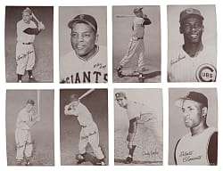 1962 Exhibit Stat Back Partial Set (31) Plus One Duplicate - (32) Total Cards with (15) Hall of Famers Including Aaron, Mays & Mantle