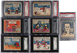 1935 Gum Inc. Mickey Mouse Graded Cards (7) with Movie Stars
