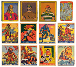 1930s-1950s Pirate Themed Collection (70) with 1930s R110-1 Holloway Pirate Treasure Set (48) & Sea Raiders