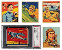1934 National Chicle Sky Birds Group (5) with Earhart, Lindbergh & Spirit of St. Louis PSA NM 7