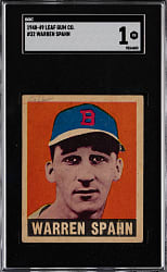 1948 Leaf #32 Warren Spahn Rookie SGC POOR 1