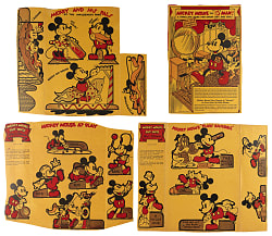 1934-1935 Disney Post Toasties Cereal Box Panel Collection (31) with Mickey Mouse Plays Baseball Panel