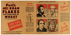 1930 Post Cereal Famous North Americans Partial Box with 4-Card Panel Including Abraham Lincoln