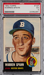 1953 Topps #147 Warren Spahn PSA EX 5