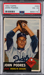 1953 Topps #263 Johnny Podres Rookie High Number PSA VG-EX 4