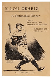 1935 Lou Gehrig Testimonial Dinner Program