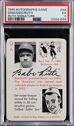 1945 Leister Autographs Game #9A Babe Ruth/Joe DiMaggio with Babe Ruth Signature - PSA EX 5