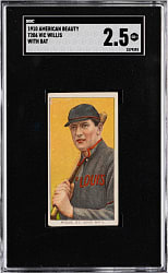 1909-1911 T206 White Border Vic Willis with Bat SGC GOOD+ 2.5 - American Beauty 350 Subjects Back