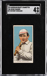 1909-1911 T206 White Border Heiner Wager Bat on Right Shoulder SGC VG/EX 4 - American Beauty 350 Subjects Back