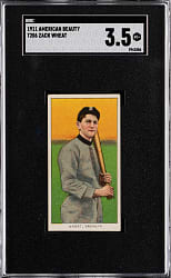 1909-1911 T206 White Border Zack Wheat SGC VG+ 3.5 - American Beauty 460 Subjects Back