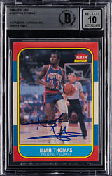 1986-1987 Fleer Basketball #109 Isiah Thomas Signed Rookie BGS 10 Autograph
