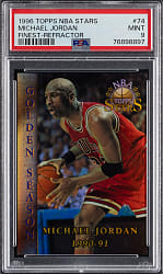 1996 Topps NBA Stars #74 Michael Jordan Finest Refractor PSA MINT 9