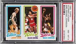 1980-1981 Topps Basketball Larry Bird/Julius Erving/Magic Johnson Rookie PSA NM-MT 8