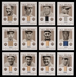 2012 Panini National Treasures All-Decade Game-Used Relics Near Complete Set (34/40) with Cobb, Gehrig, J. Jackson & Wagner - All #/99 or Lesser