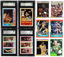 1973-1989 Topps & Fleer Basketball Star Collection (34) with (4) Graded, Various 1980 Bird/Magic & 1986-1987 Fleer Ewing Rookie