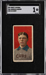 1909-1911 T206 White Border Mordecai Brown Cubs on Shirt SGC POOR 1