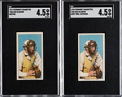 1909-1911 T206 White Border Red Kleinow SGC VG/EX+ 4.5 Graded Pair - Both Boston & New York Variations