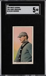 1909-1911 T206 White Border Jimmy Sheckard No Glove Showing SGC EX 5